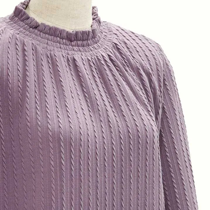 [Slimming effect ◎] Cable jacquard pullover
