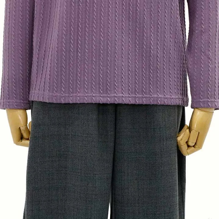 [Slimming effect ◎] Cable jacquard pullover