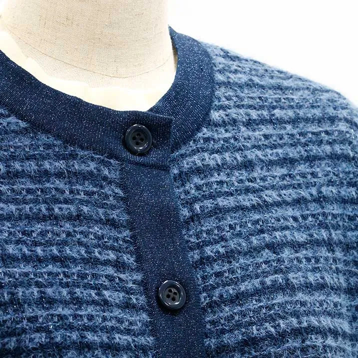 [Tweed-style knit with delicate glitter] Tweed knit jacket