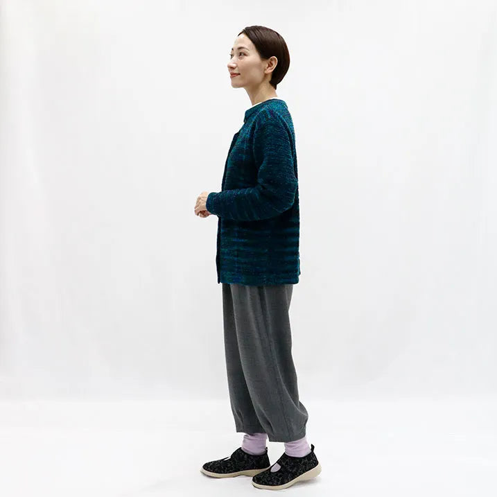 [Stylish and warm] Kasuri striped cardigan 