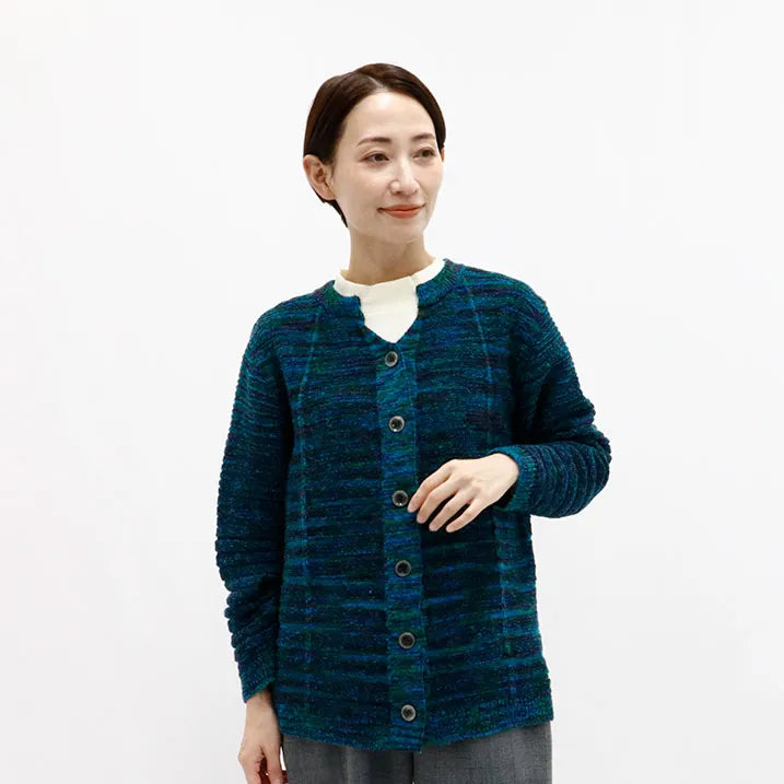 [Stylish and warm] Kasuri striped cardigan 