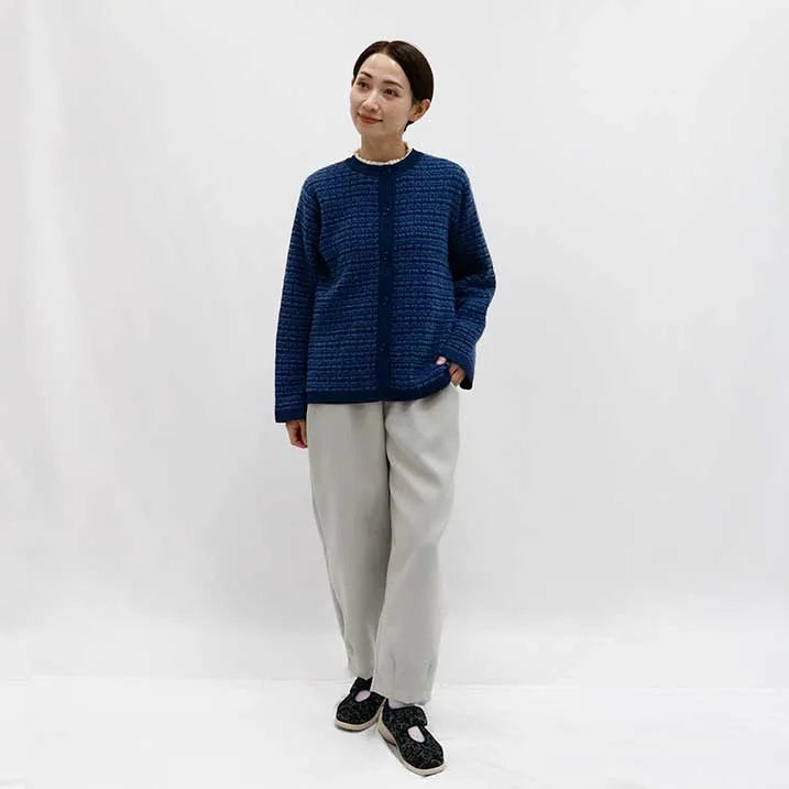 [Tweed-style knit with delicate glitter] Tweed knit jacket