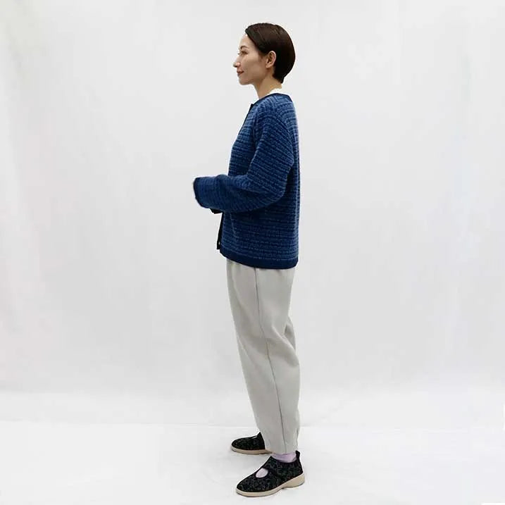 [Tweed-style knit with delicate glitter] Tweed knit jacket