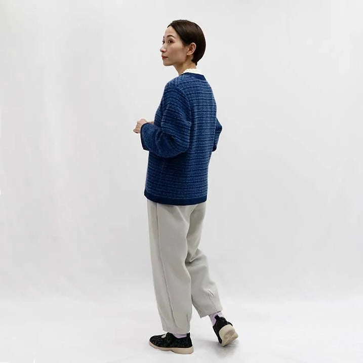 [Tweed-style knit with delicate glitter] Tweed knit jacket