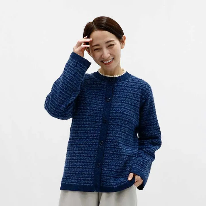[Tweed-style knit with delicate glitter] Tweed knit jacket