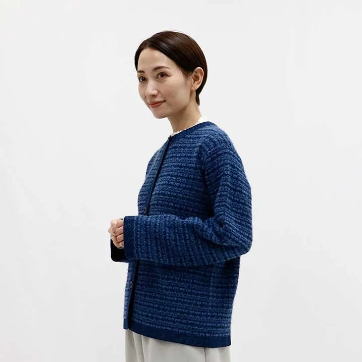 [Tweed-style knit with delicate glitter] Tweed knit jacket