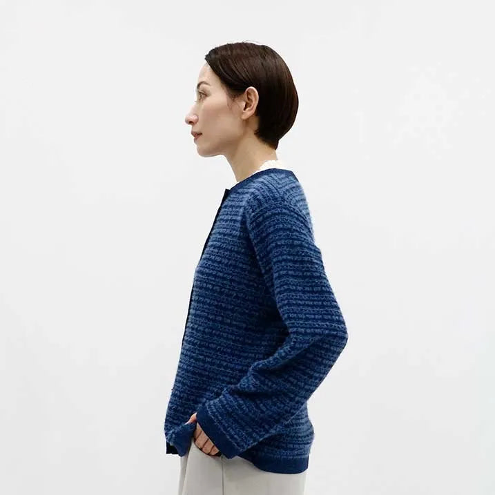 [Tweed-style knit with delicate glitter] Tweed knit jacket