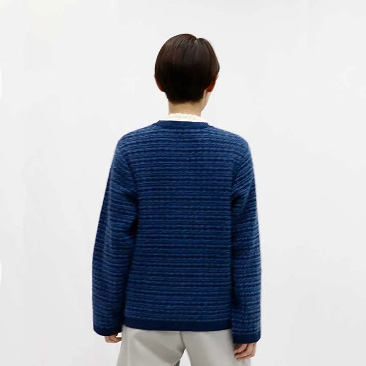 [Tweed-style knit with delicate glitter] Tweed knit jacket