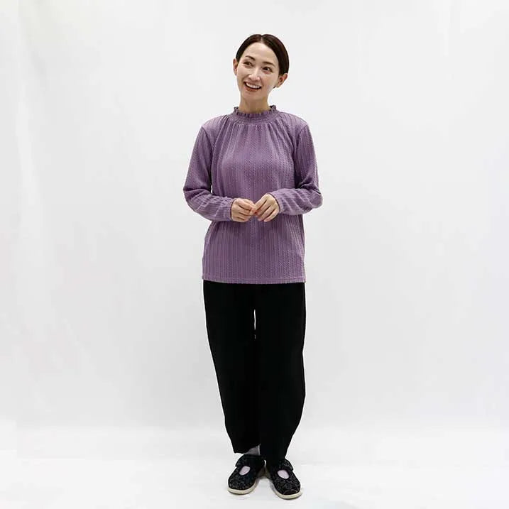 [Slimming effect ◎] Cable jacquard pullover