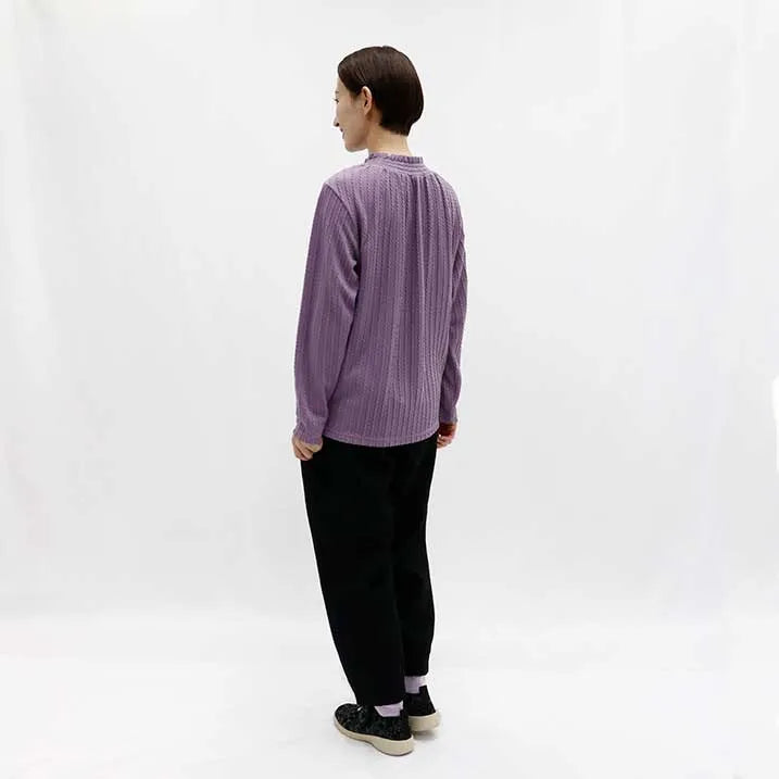 [Slimming effect ◎] Cable jacquard pullover