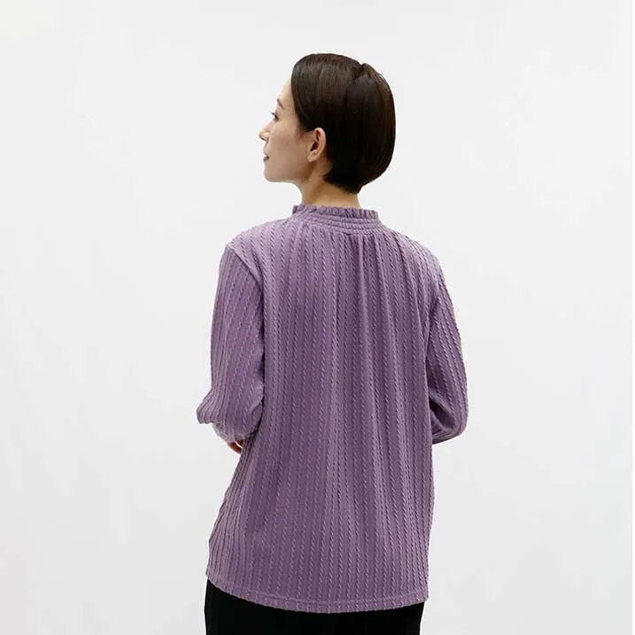 [Slimming effect ◎] Cable jacquard pullover