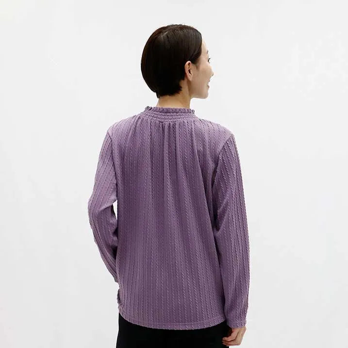 [Slimming effect ◎] Cable jacquard pullover