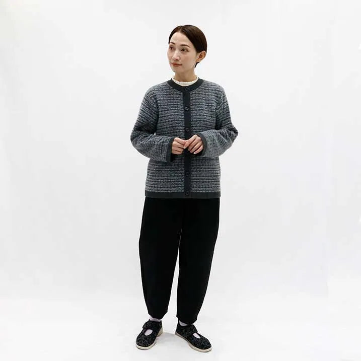 [Tweed-style knit with delicate glitter] Tweed knit jacket