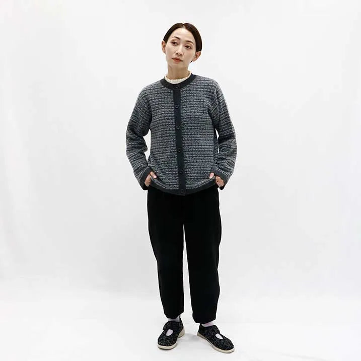 [Tweed-style knit with delicate glitter] Tweed knit jacket