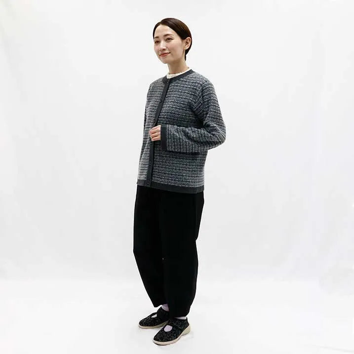 [Tweed-style knit with delicate glitter] Tweed knit jacket