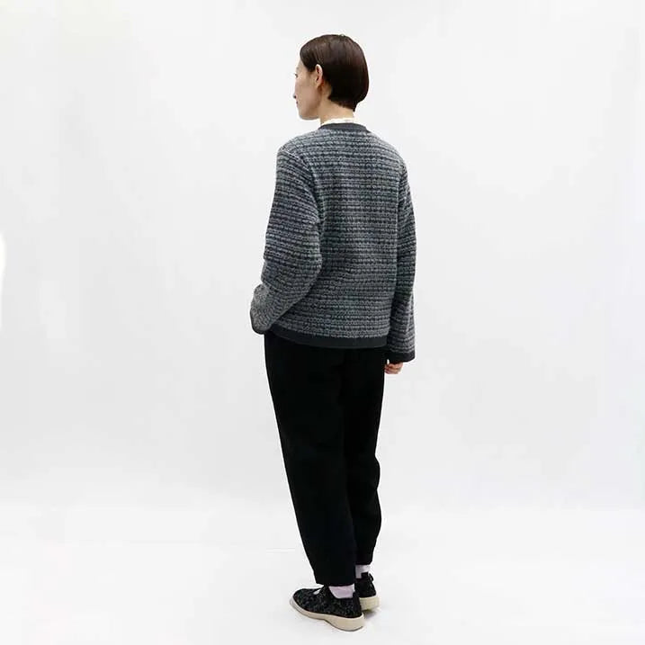 [Tweed-style knit with delicate glitter] Tweed knit jacket