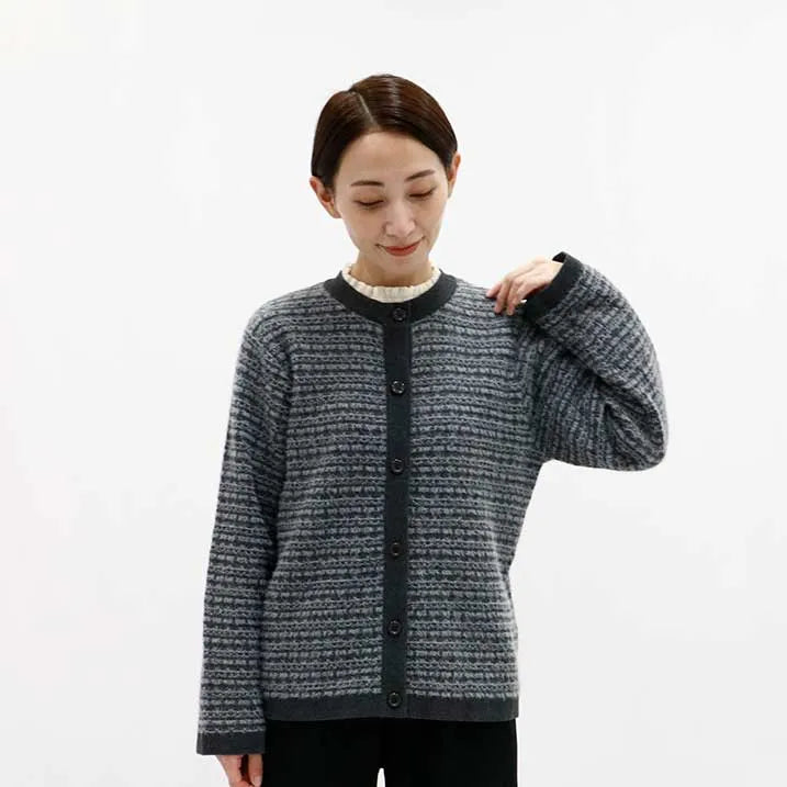 [Tweed-style knit with delicate glitter] Tweed knit jacket