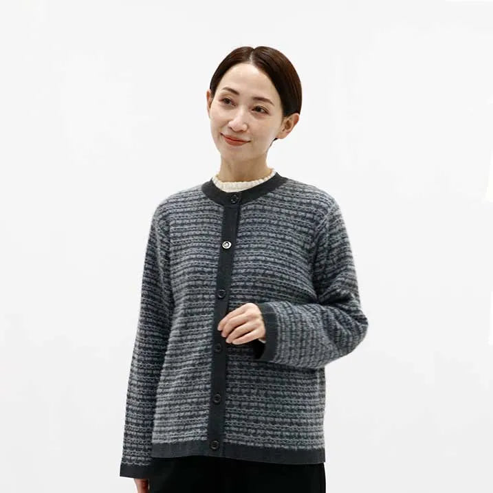 [Tweed-style knit with delicate glitter] Tweed knit jacket