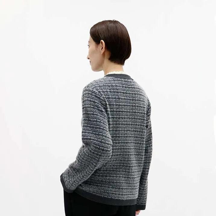 [Tweed-style knit with delicate glitter] Tweed knit jacket