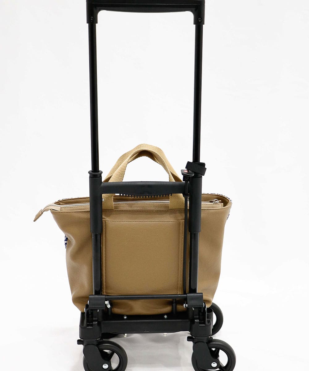 Chenille Tote Side Push Cart BEIGE