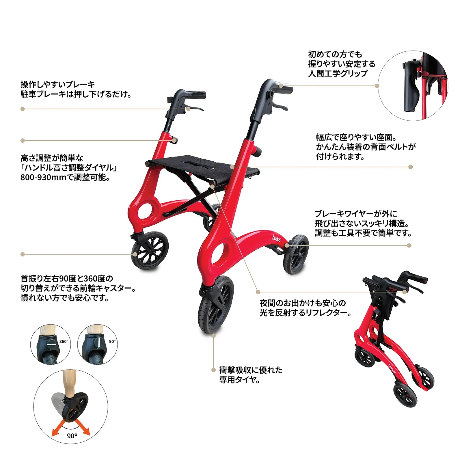 KINDCARE Forte: A silver cart with a U-shaped handle that allows for easy walking and sitting