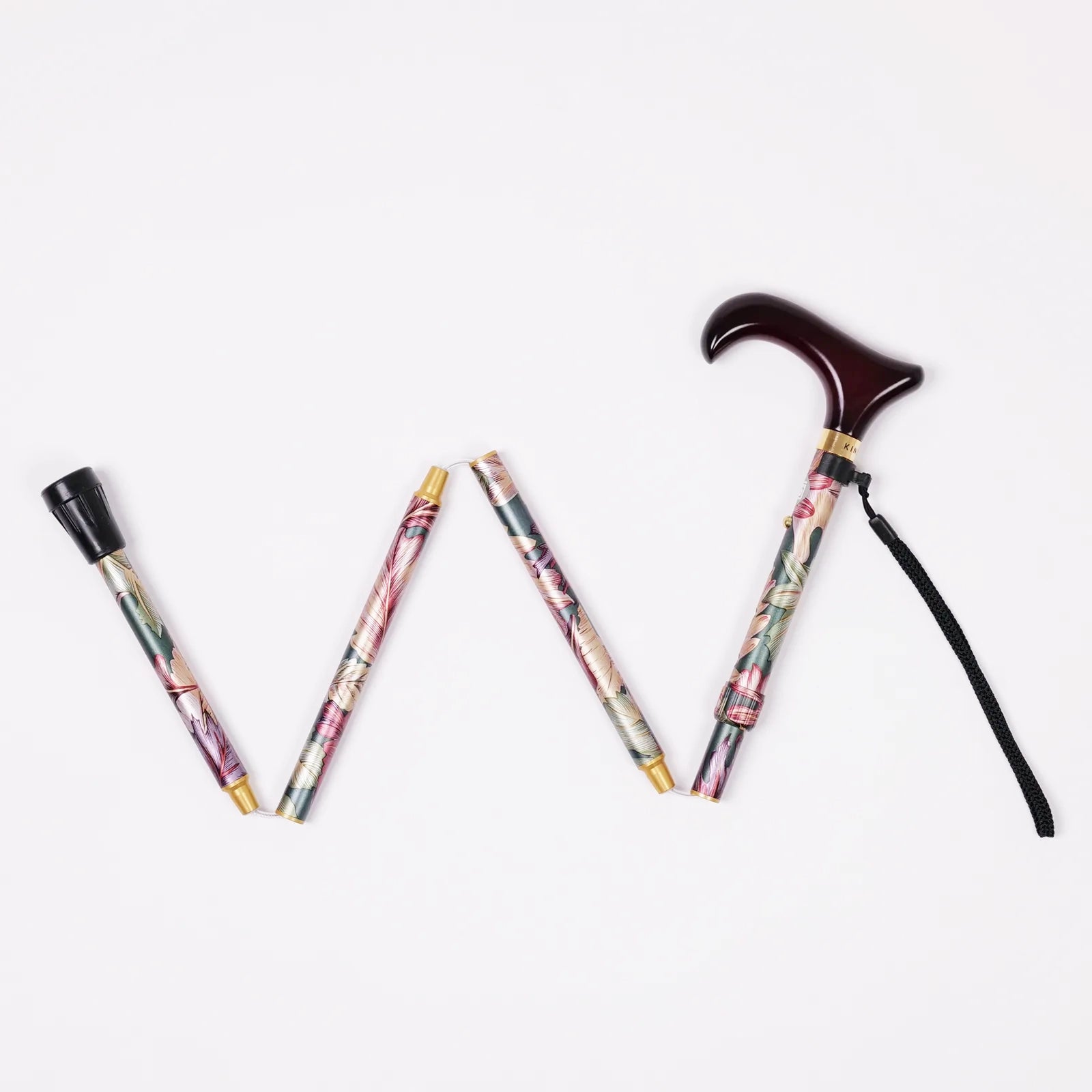 【伸縮＆折りたたみ・総柄】SLTステッキ アルミ リーフ柄