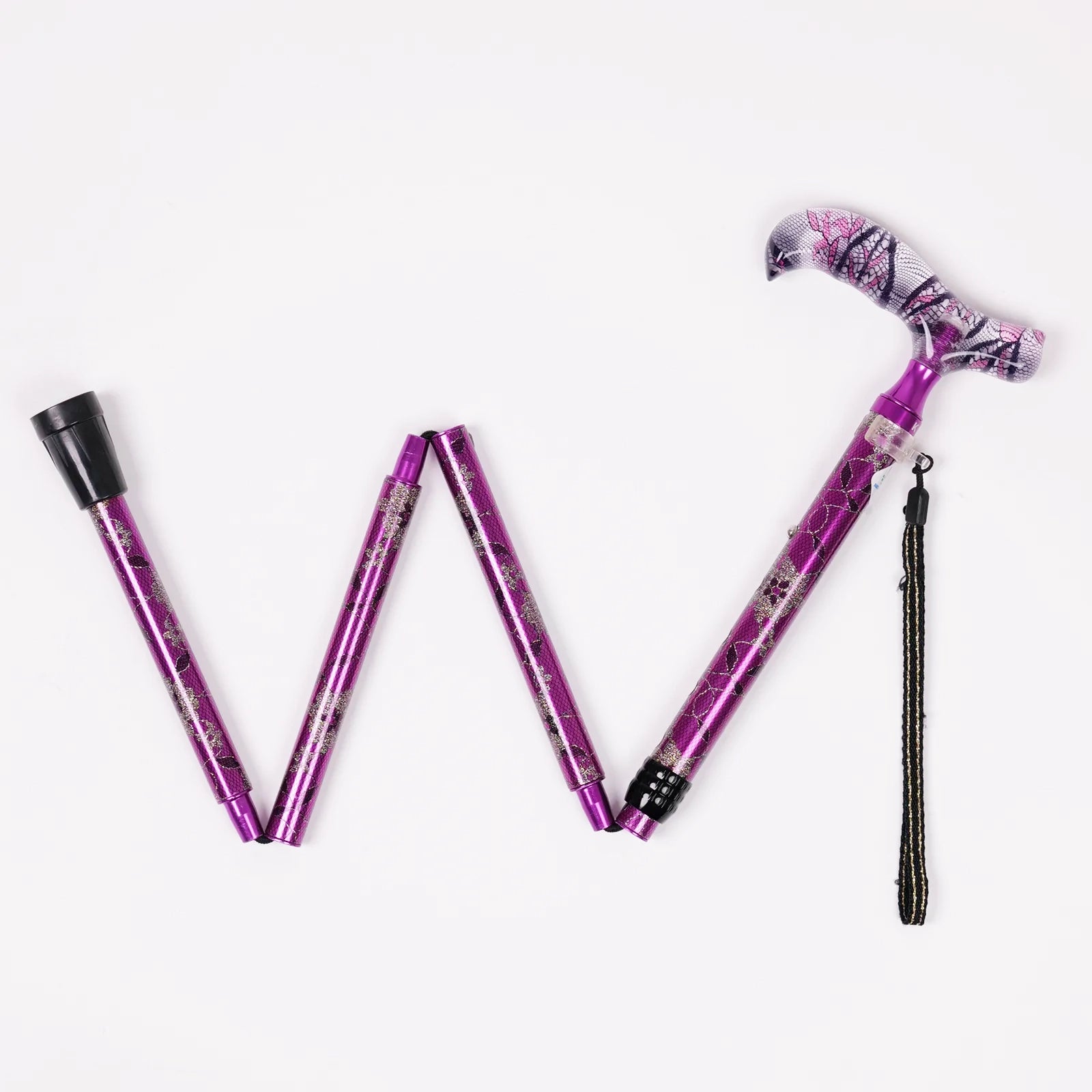 【伸縮＆折りたたみ・レース】エレガントステッキ レース花柄