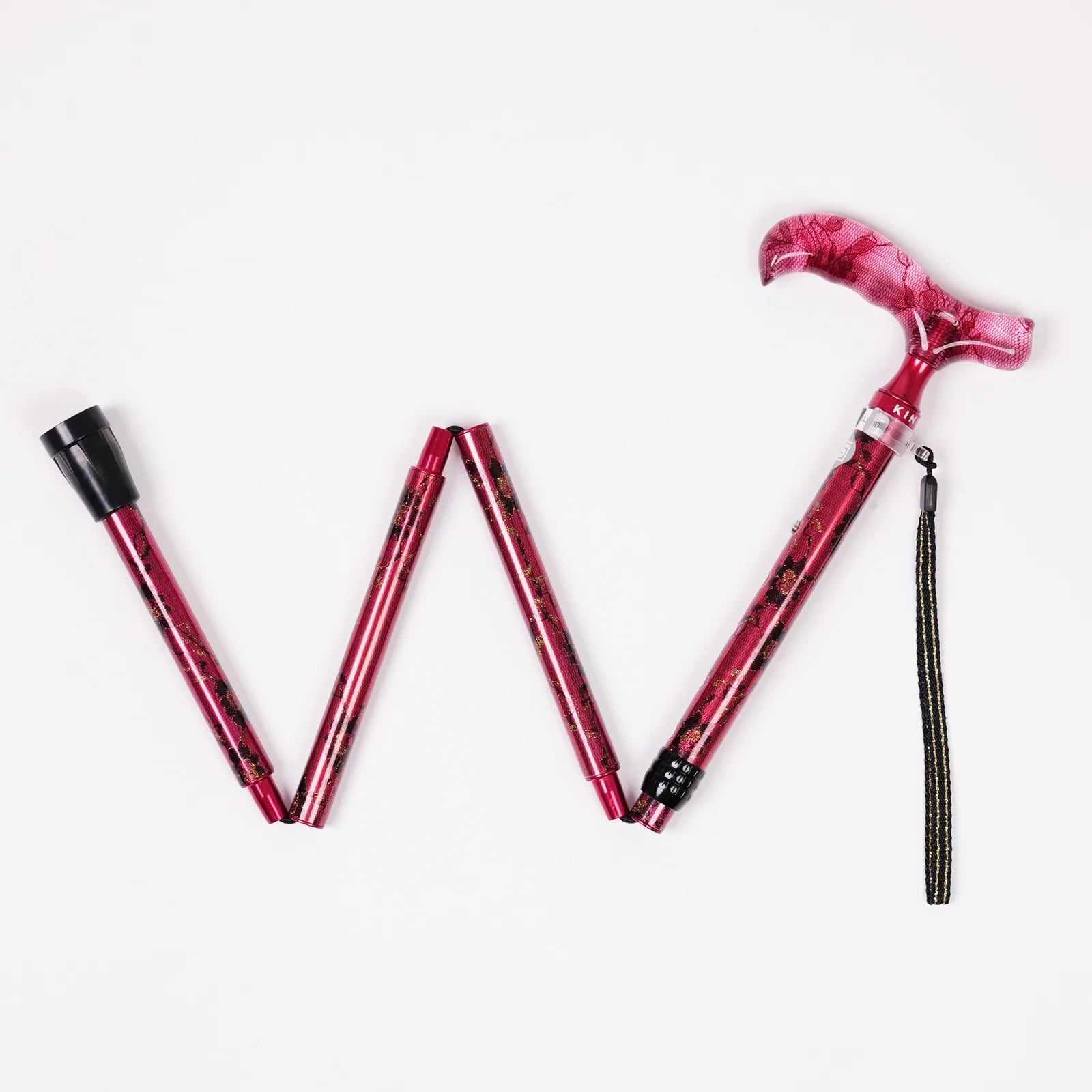 【伸縮＆折りたたみ・レース】エレガントステッキ レース花柄