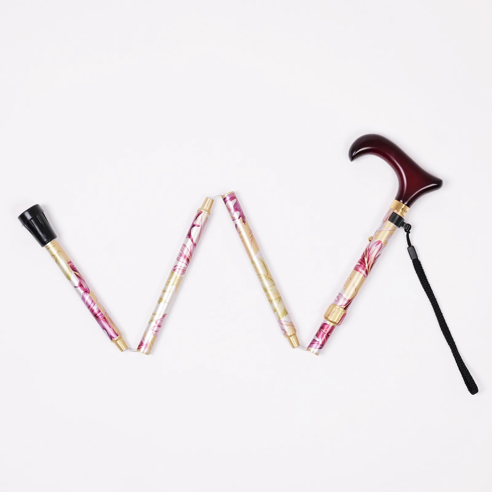 【伸縮＆折りたたみ・総柄】SLTステッキ アルミ リーフ柄