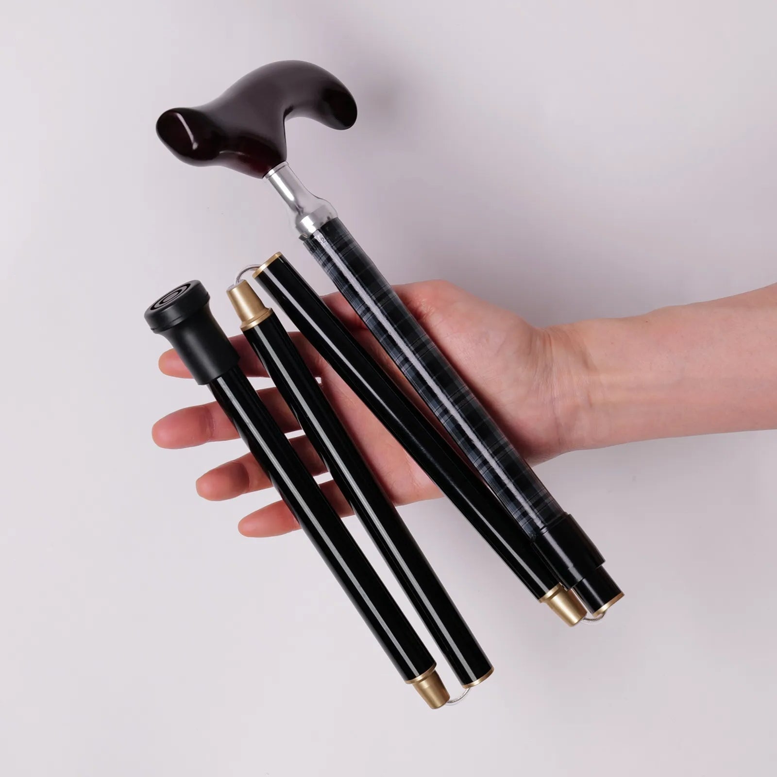 [Long size, extendable and foldable, all-over pattern] SLT folding walking stick, classic check