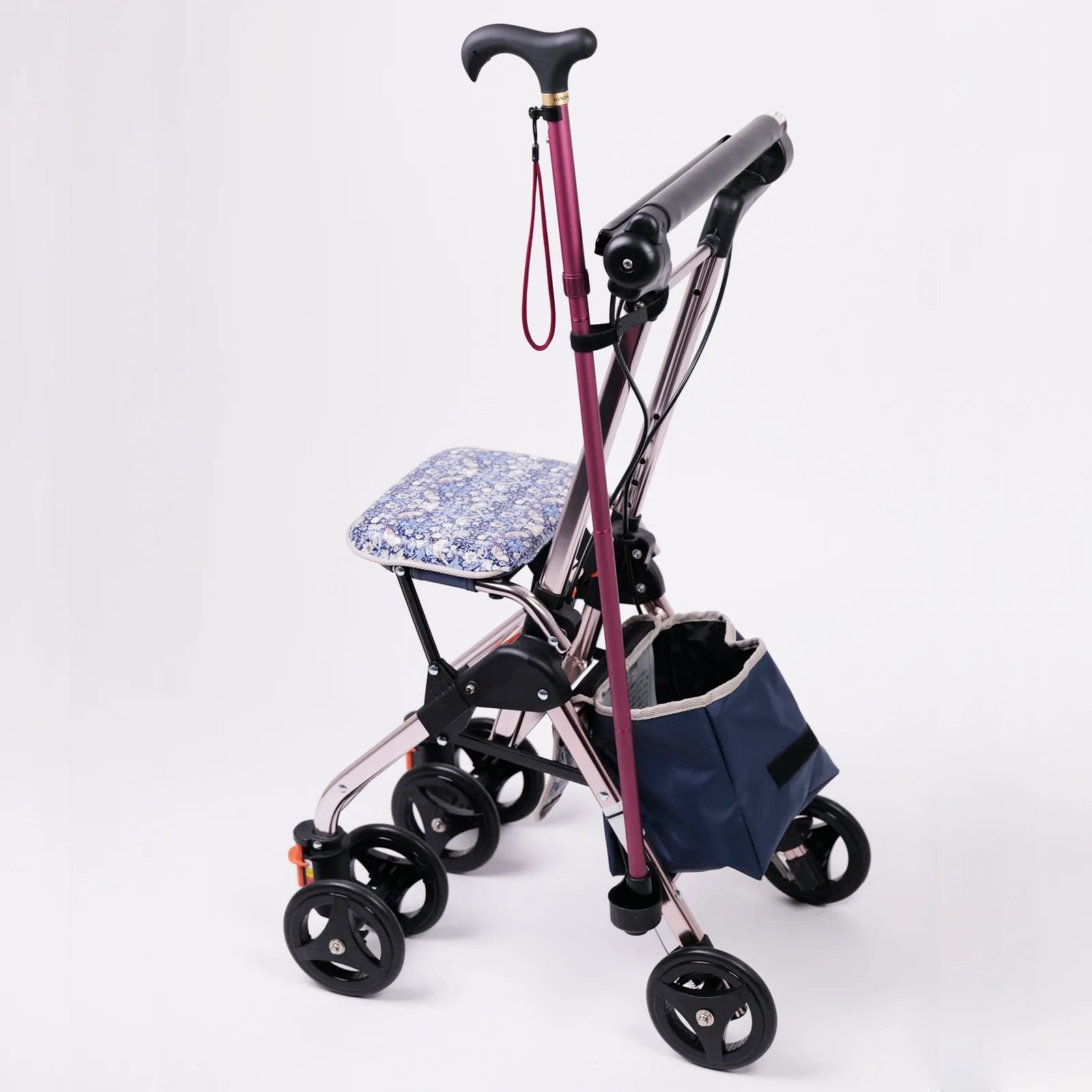 Lightweight, foldable, and compact silver cart: The lightweight K-Walker II W Liberty Print (Black)