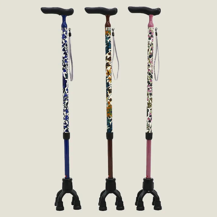 [Freestanding, Extendable, and Articulating] 4-Point Operation Cane, Liberty Print, Edna