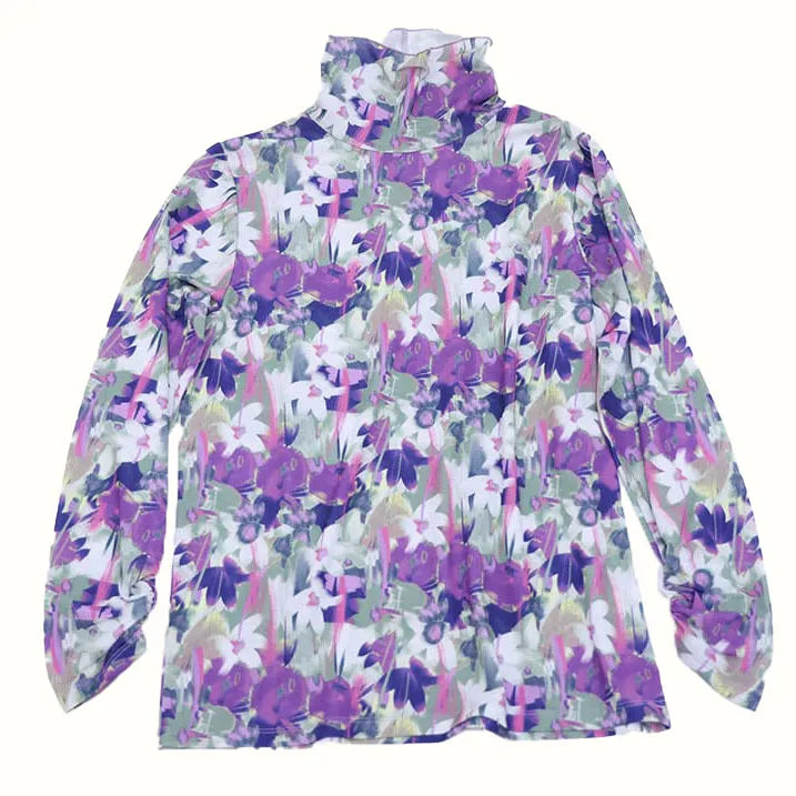 Sheer floral print pullover