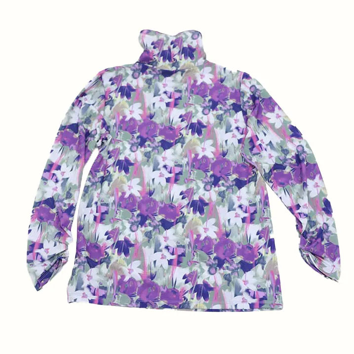 Sheer floral print pullover