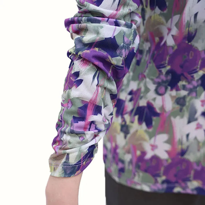 Sheer floral print pullover