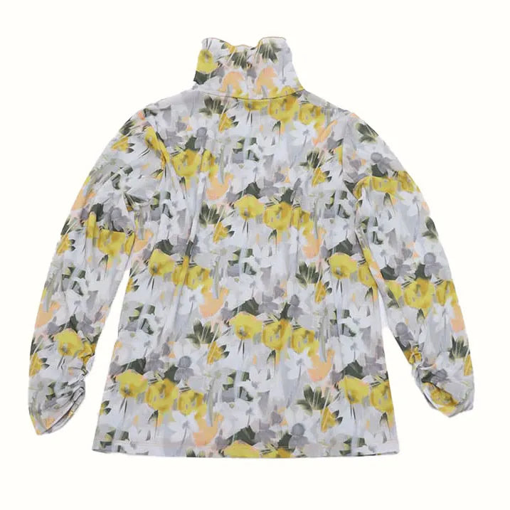 Sheer floral print pullover