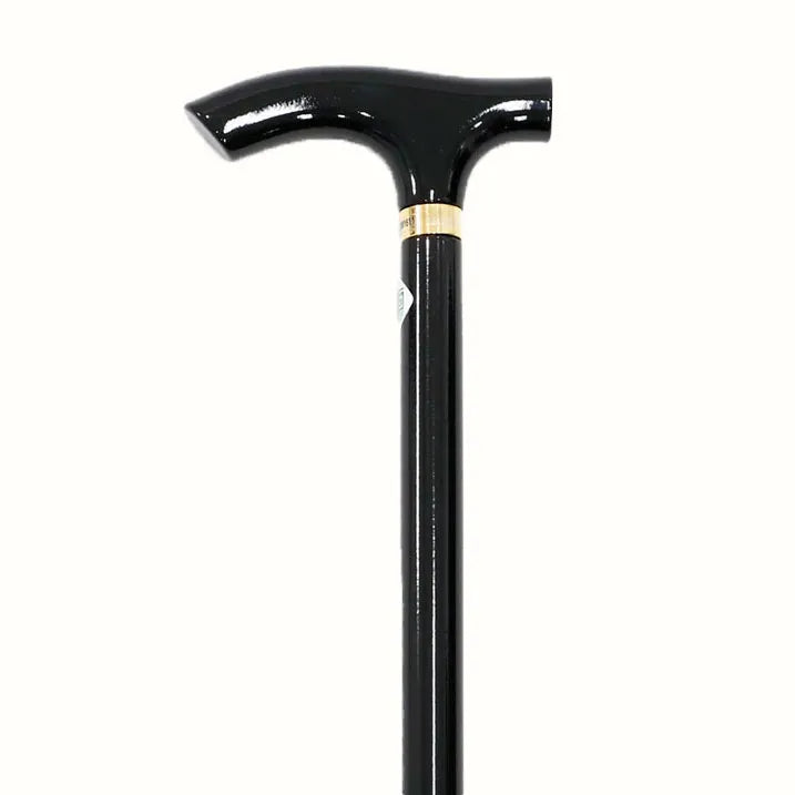 【新品】ドイツ製 T字型ステッキ 黒色 木製ステッキ T字型 Black