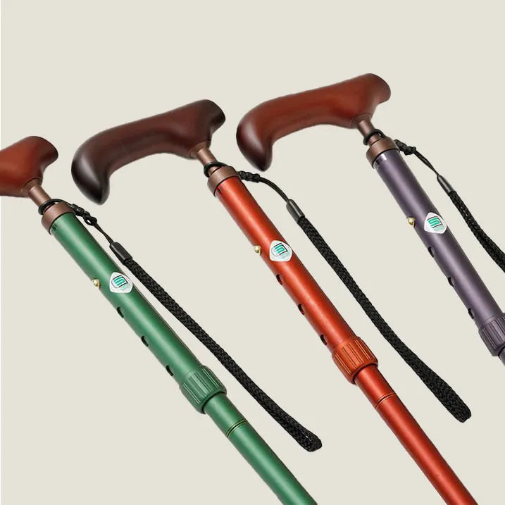 Easy-to-grip walking stick, extendable and foldable