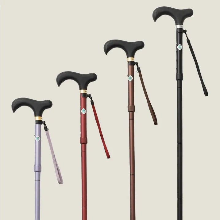 Very soft grip, extendable and foldable walking stick