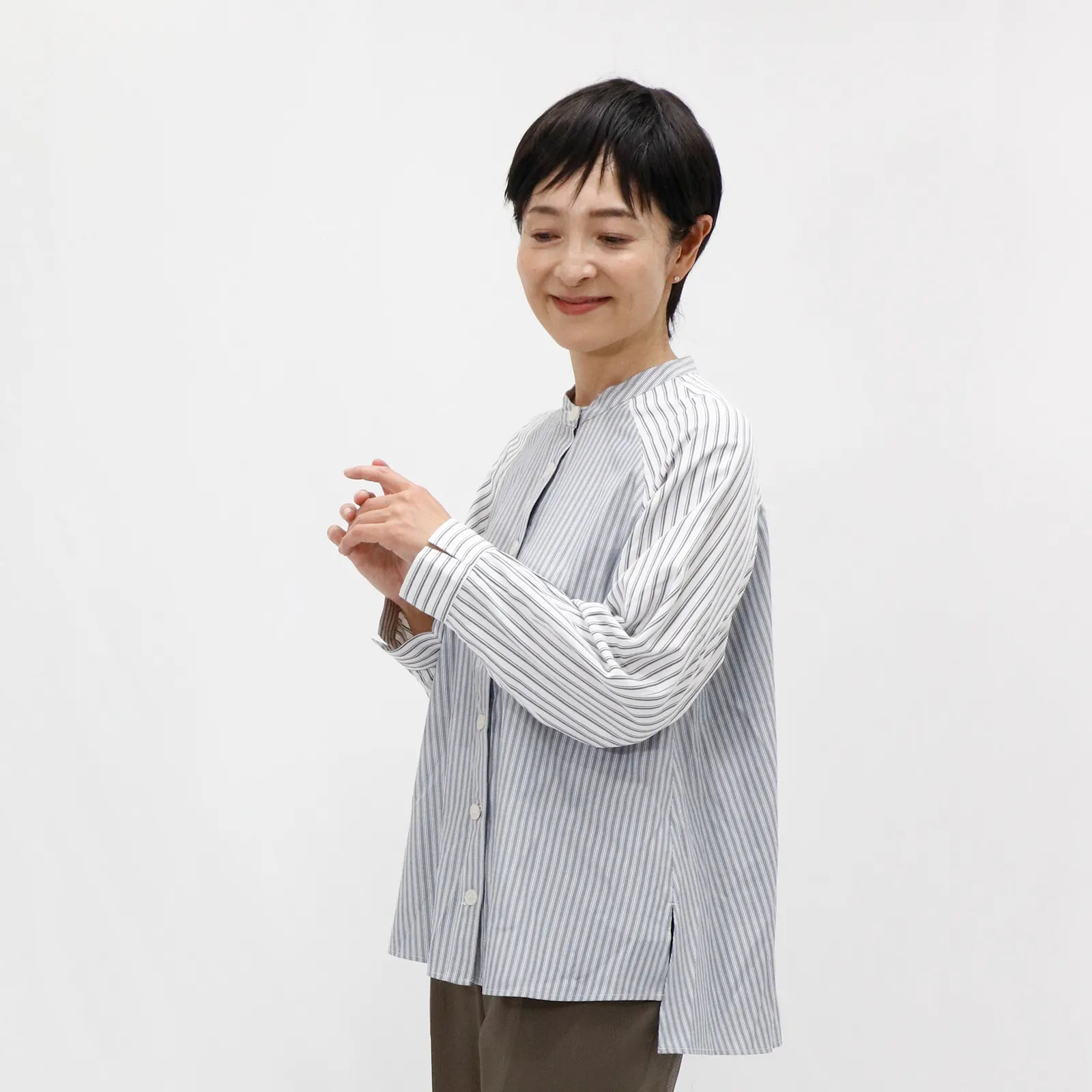 【リズム感のあるストライプが印象的】ブロッキングストライプシャツ