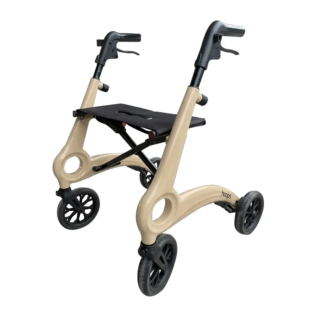 KINDCARE Forte: A silver cart with a U-shaped handle that allows for easy walking and sitting